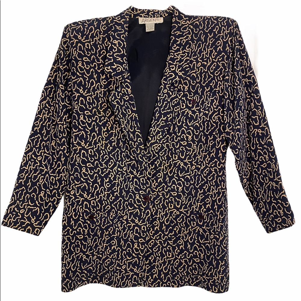 Final sale! Vintage ARGENTI 100% silk Navy blazer
